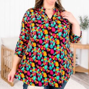 Dear Scarlett Multicolor Patterned Top Size 2X